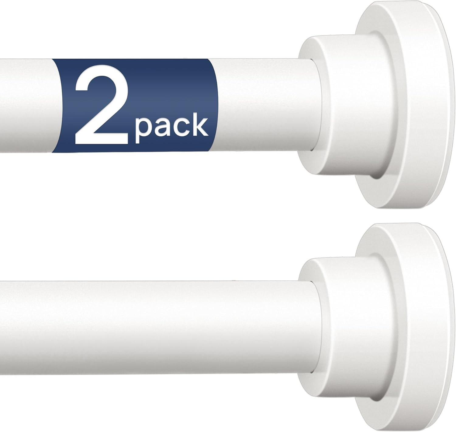 ENJOYBASICS 2 Pack Adjustable Spring Tension Curtain Rods 32 to 66 Inches, Stainless Steel White Shower Rod No Drilling for Window, Bathroom, Closet, Room Divider, 7/8 Diameter